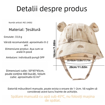 Șapcă de pescari pentru copii cu print – vară, bumbac 100%, margine cu profil, cupă rotundă, protecție solară & respirabilitate