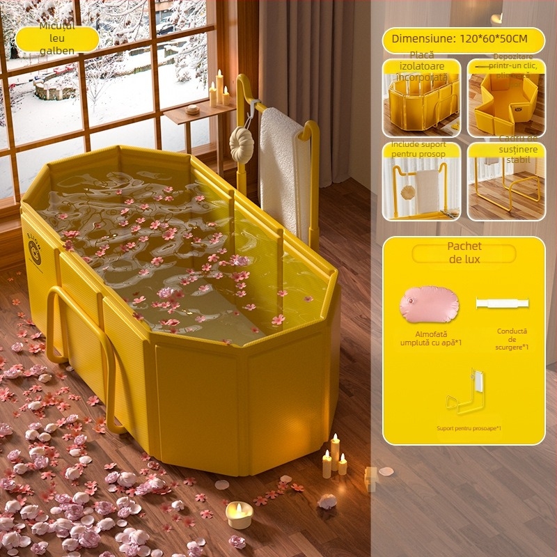 Găleată de baie pliabilă pentru adulți, PVC, pentru baie, cu controlul temperaturii