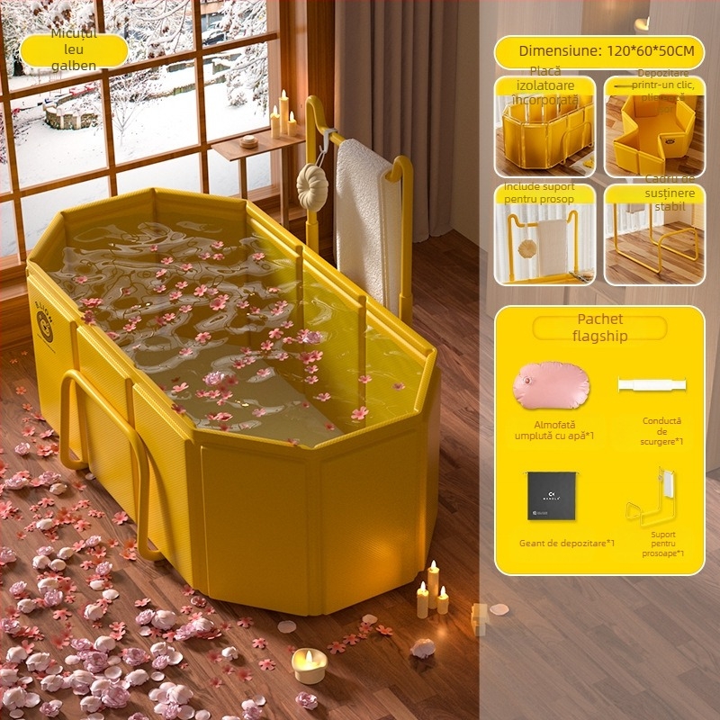 Găleată de baie pliabilă pentru adulți, PVC, pentru baie, cu controlul temperaturii