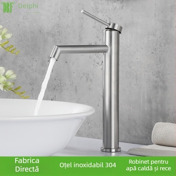 DRF-CUS151 Robinet de chiuvetă din oțel inoxidabil 304, cald și rece, pentru baie, cu supapă de disc ceramic