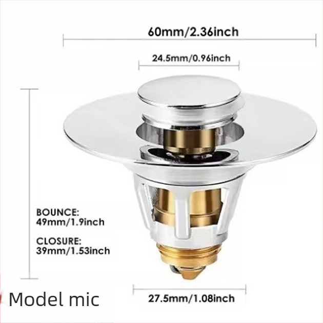 Dop ceramic pentru scurgere chiuvetă cu nucleu din cupru – tip apăsare, anti-odor, stil modern minimalist