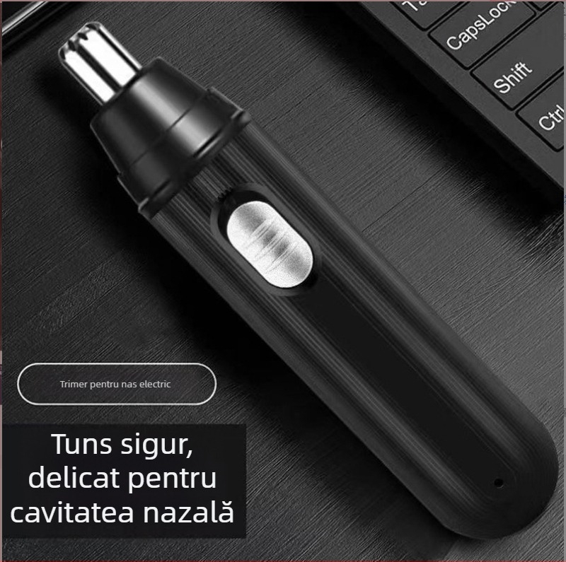 Trimer pentru păr de nas, reîncărcabil, mic și portabil, cu cap de tăiere detașabil lavabil, corp ABS.
