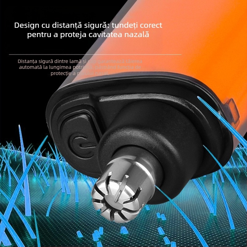 Trimer pentru păr de nas, reîncărcabil, mic și portabil, cu cap de tăiere detașabil lavabil, corp ABS.