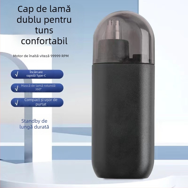 Trimer pentru păr de nas, reîncărcabil, mic și portabil, cu cap de tăiere detașabil lavabil, corp ABS.