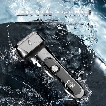 Aparat de ras electric cu cap de 3 lame reciproc, cap de tăiere plutitor, baterie încorporată 500–800 mAh, autonomie de 90 de minute, încărcare USB