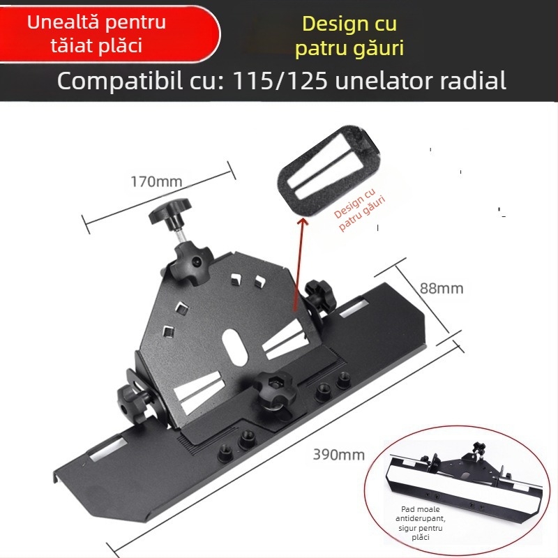 Accesoriu pentru șlefuitor unghiular pentru margini plăci ceramice, 45° unghi, 220V, compatibil cu discuri 115/125 mm