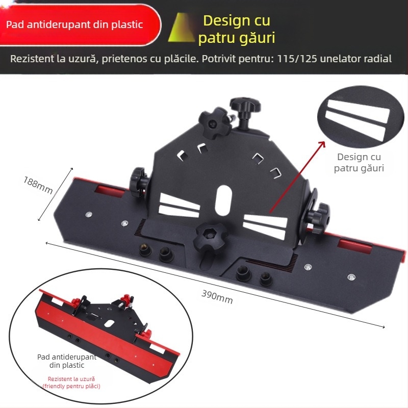 Accesoriu pentru șlefuitor unghiular pentru margini plăci ceramice, 45° unghi, 220V, compatibil cu discuri 115/125 mm