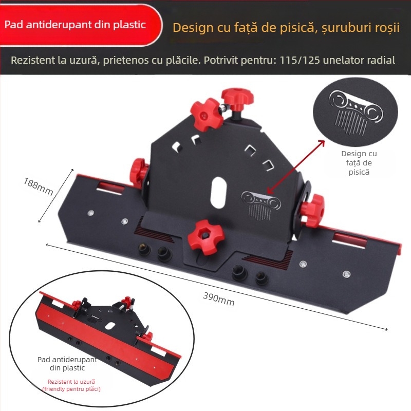 Accesoriu pentru șlefuitor unghiular pentru margini plăci ceramice, 45° unghi, 220V, compatibil cu discuri 115/125 mm
