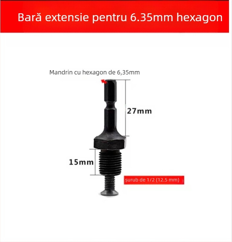 Set mandrine burghiu pentru unelte electrice, din oțel aliat cu carbon, compatibil cu șurubelnițe electrice, ciocane cu percuție și burghie, cu tijă de conectare de conversie