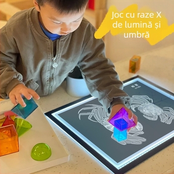 Jucărie educațională Montessori-Reggio cu lumină și umbră, inel DIY cu raze X, pentru sugari 0–3 ani, colț științific pentru fete