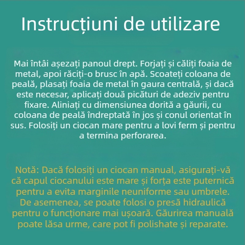 Unealtă de perforare a găurilor circulare în metal – Keute – aur, argint și cupru