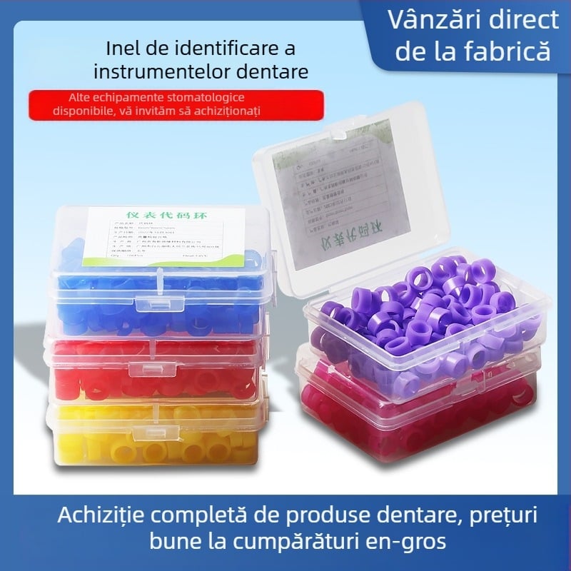 Cerc de identificare pentru dezinfectarea materialelor dentare, inel de marcaj din cauciuc siliconic, cerc de clasificare a dezinfectării, inel cu cod de instrument; conținut net: 22 g; pentru adulți