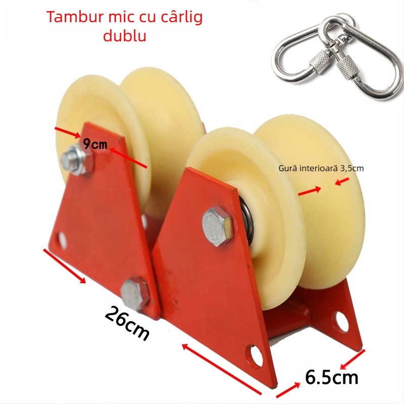 Rola manuală pentru lucru la înălțime cu tambur dublu pentru frânghie, roată de protecție și retractor pentru colțul pereților – Runfa Power Technology