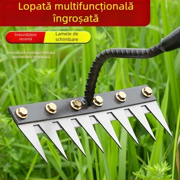 Greblă și lopată de grădină – oțel mangan, cinci dinți, multifuncțional, afânare sol, nivelare teren