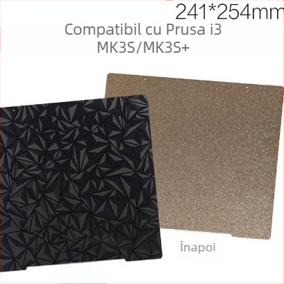 Placă magnetică din oțel arc, dublă față, pentru imprimare 3D, cu suprafață PEI și peliculă PEI/PEO