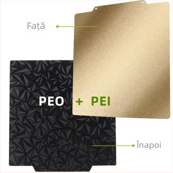 Placă magnetică din oțel arc, dublă față, pentru imprimare 3D, cu suprafață PEI și peliculă PEI/PEO