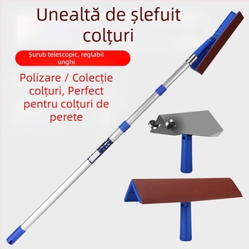 Suport telescopic pentru glet și șmirghel, din aliaj de aluminiu, bază Velcro, pentru șlefuire uscată a gletului pe pereți plați
