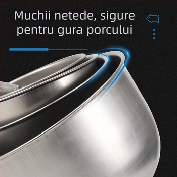 Castron rotund din oțel inoxidabil îngroșat pentru porci și scroafe