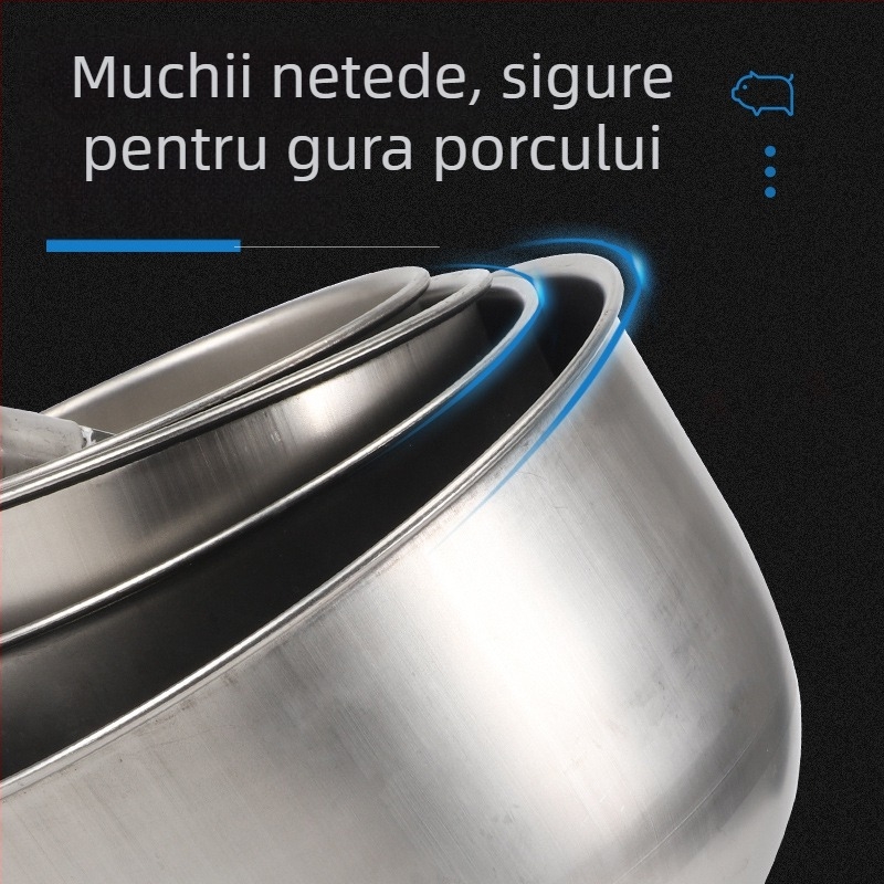 Castron rotund din oțel inoxidabil îngroșat pentru porci și scroafe