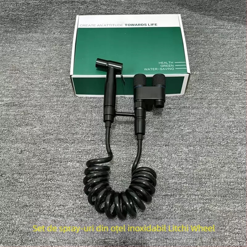 Pistol de duș pentru toaletă din oțel inoxidabil, montaj în perete, funcție 1 intrare/2 ieșiri, Ø20 mm diametru interior, presiune de lucru 1 MPa