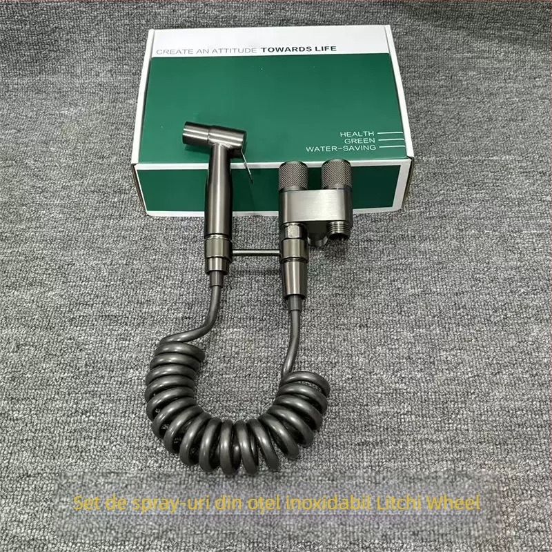 Pistol de duș pentru toaletă din oțel inoxidabil, montaj în perete, funcție 1 intrare/2 ieșiri, Ø20 mm diametru interior, presiune de lucru 1 MPa