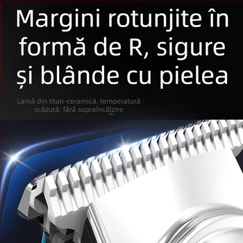Mașină de tuns păr electrică, reîncărcabilă, cu lame din oțel inoxidabil și cap de tuns detașabil, lavabil