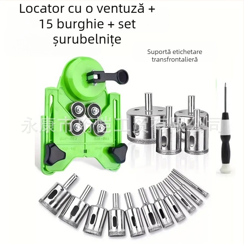 Poziționator de găuri pentru plăci și sticlă cu ventuză — găurire universală, precizie înaltă