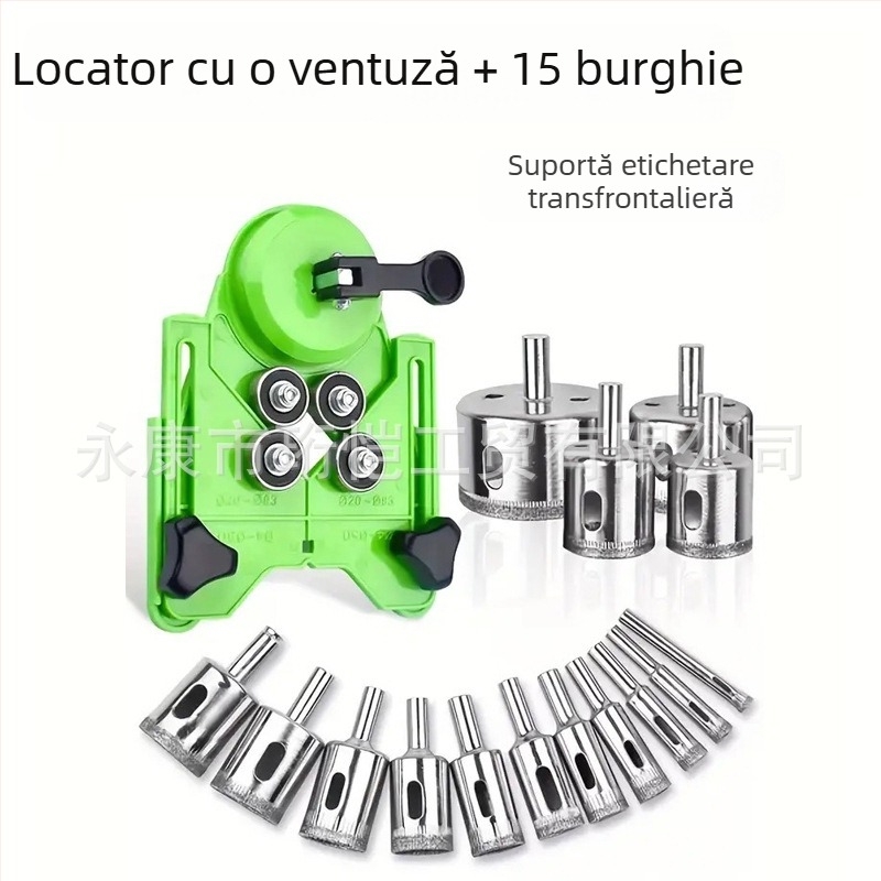 Poziționator de găuri pentru plăci și sticlă cu ventuză — găurire universală, precizie înaltă