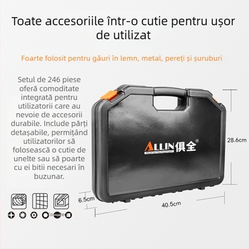 Set multifuncțional de burghie spirale pentru prelucrarea lemnului și construcții; potrivit pentru plăci ceramice și sticlă; include bituri pentru șuruburi și reamer