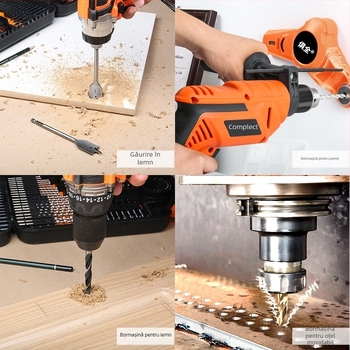 Set multifuncțional de burghie spirale pentru prelucrarea lemnului și construcții; potrivit pentru plăci ceramice și sticlă; include bituri pentru șuruburi și reamer