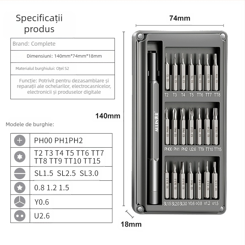 Set multifuncțional de burghie spirale pentru prelucrarea lemnului și construcții; potrivit pentru plăci ceramice și sticlă; include bituri pentru șuruburi și reamer