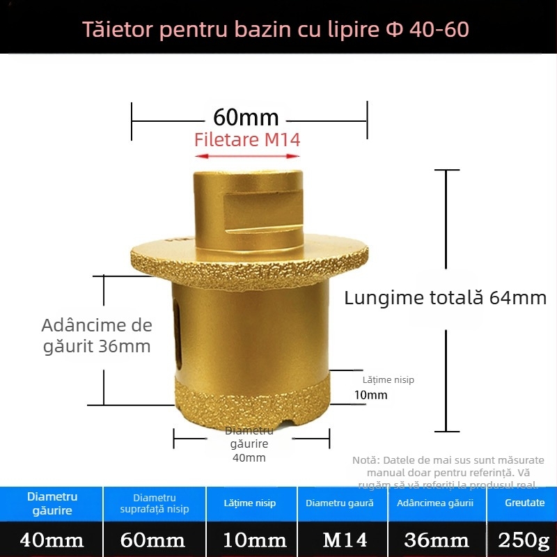 Meier Shield MH0189 Diamant unghiular pentru găurire în blaturi din piatră și ceramică — Proces de brazare, destinat prelucrării pietrei