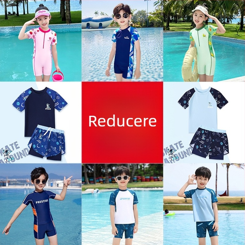 Costum de baie pentru copii cu mâneci lungi, două piese, protecție solară, unisex, pentru 4–12 ani