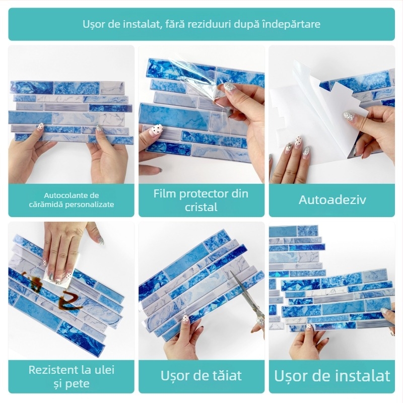Autocolant PVC pentru perete cu imitatie de marmură, autoadeziv, impermeabil, pentru bucătărie și sufragerie, forme neregulate