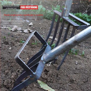 Furcă de grădină din oțel mangan cu patru dinți, design integrat dintr-o singură bucată, duritate înaltă, pentru săpat ceapă, ghimbir și usturoi