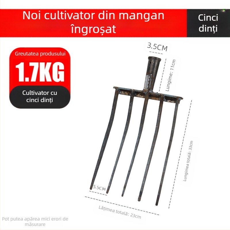 Furcă de grădină din oțel mangan cu patru dinți, design integrat dintr-o singură bucată, duritate înaltă, pentru săpat ceapă, ghimbir și usturoi