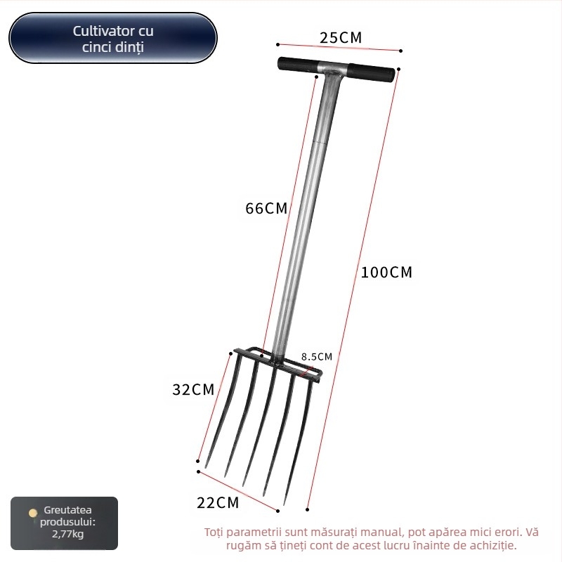 Furcă de grădină din oțel mangan cu patru dinți, design integrat dintr-o singură bucată, duritate înaltă, pentru săpat ceapă, ghimbir și usturoi