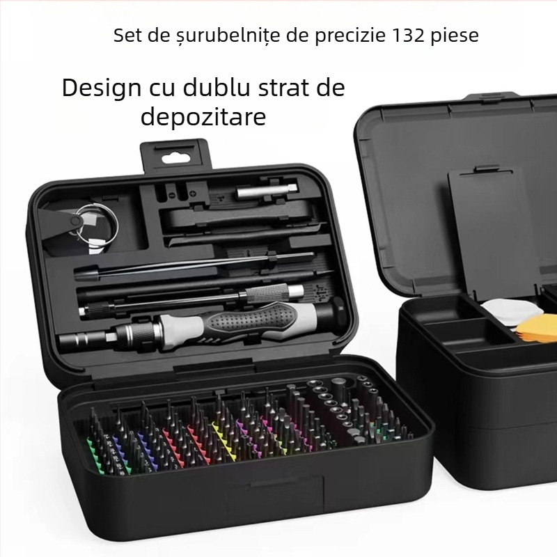 Set de șurubelnițe de precizie 132 în 1 pentru telefoane, ochelari și calculatoare — oțel crom-vanadiu, magnetic, neizolat, greutate 0.643, Shenggong Hardware
