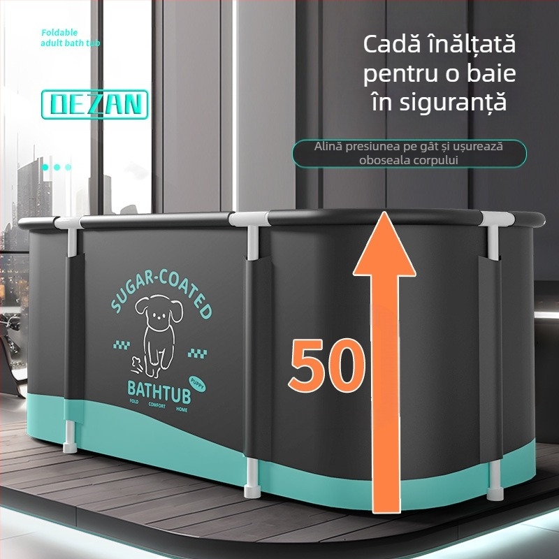 Găleata de baie pliabilă pentru adulți, găleată de baie pentru întreg corpul, Oxford, PVC și bumbac perlat, pliabilă, cu temperatură constantă