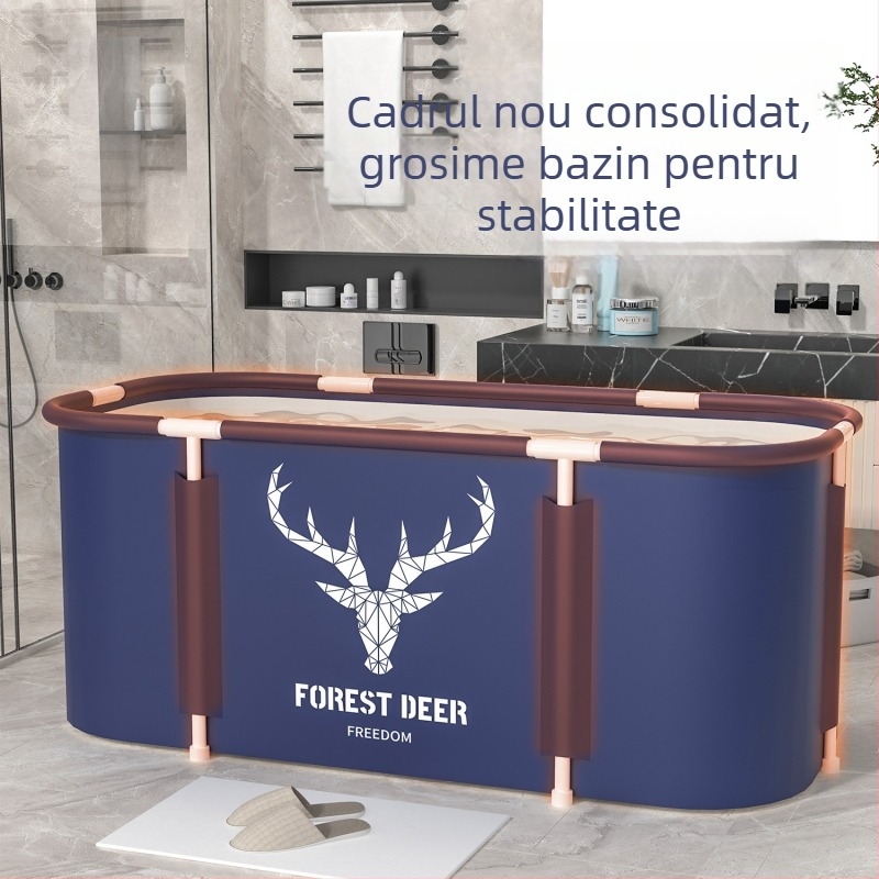 Găleata de baie pliabilă pentru adulți, găleată de baie pentru întreg corpul, Oxford, PVC și bumbac perlat, pliabilă, cu temperatură constantă