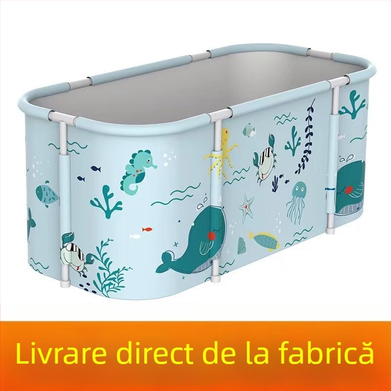 Găleata de baie pliabilă pentru adulți, găleată de baie pentru întreg corpul, Oxford, PVC și bumbac perlat, pliabilă, cu temperatură constantă