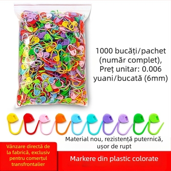 Știfturi plastice pentru croșetat, cu cleme marcatoare — Wen Yuexin, 80 seturi (8.000 buc.), aproximativ 205 g/ambalaj, stil modern