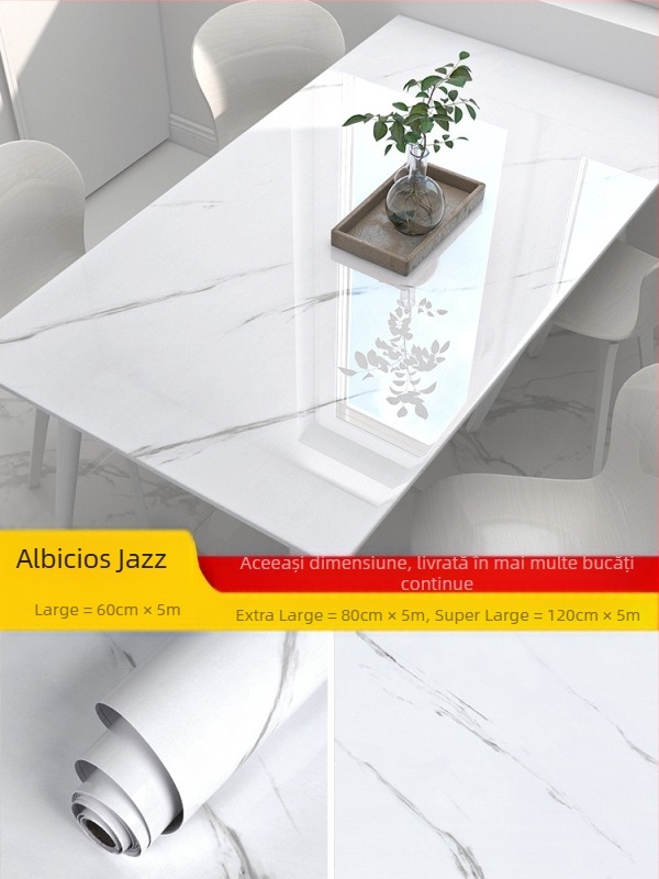 Sticker decorativ pentru perete cu model marmură, PVC, rezistent la apă și la ulei, stil simplu și modern, potrivit pentru sufragerie