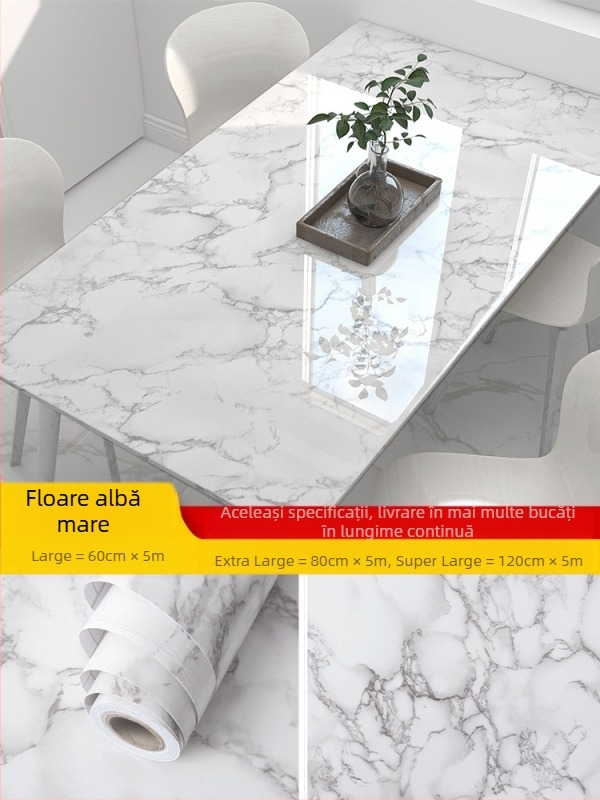 Sticker decorativ pentru perete cu model marmură, PVC, rezistent la apă și la ulei, stil simplu și modern, potrivit pentru sufragerie