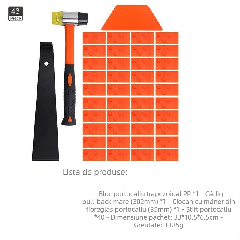 Set instrumente pentru podea din lemn – oțel carbon, 45 de piese, 1,65 kg, 35/40 mm, Utilizare casnică