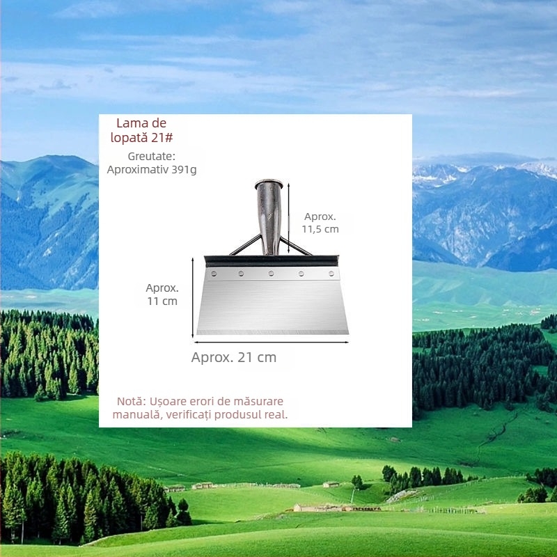 Lopată de zăpadă din oțel mangan cu margine zimțată pentru îndepărtarea zăpezii, gunoi de grajd și curățenie casnică