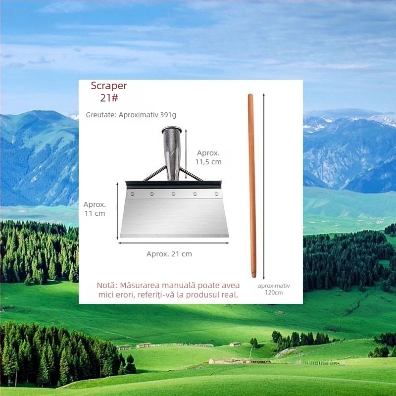 Lopată de zăpadă din oțel mangan cu margine zimțată pentru îndepărtarea zăpezii, gunoi de grajd și curățenie casnică