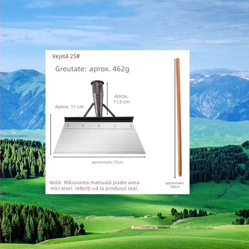 Lopată de zăpadă din oțel mangan cu margine zimțată pentru îndepărtarea zăpezii, gunoi de grajd și curățenie casnică