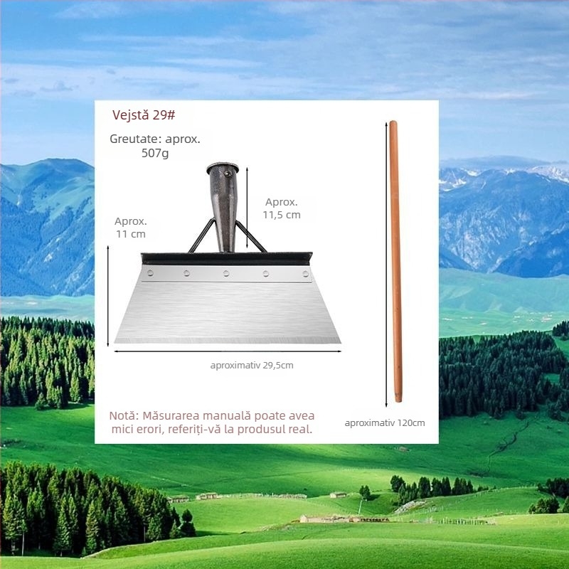 Lopată de zăpadă din oțel mangan cu margine zimțată pentru îndepărtarea zăpezii, gunoi de grajd și curățenie casnică