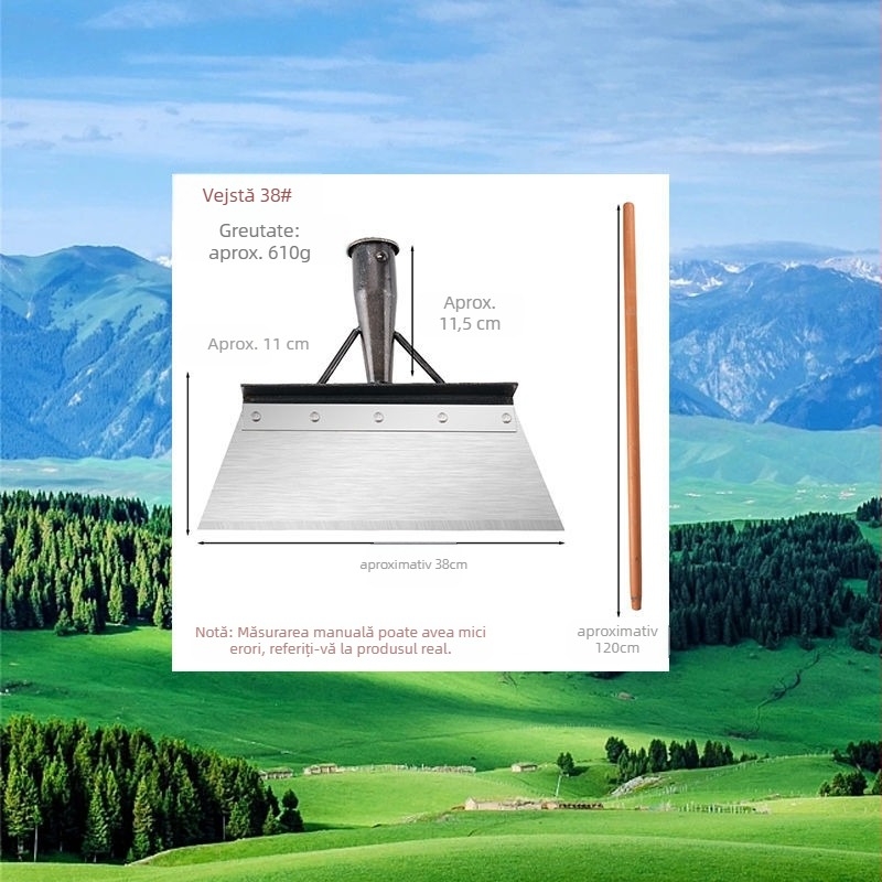 Lopată de zăpadă din oțel mangan cu margine zimțată pentru îndepărtarea zăpezii, gunoi de grajd și curățenie casnică